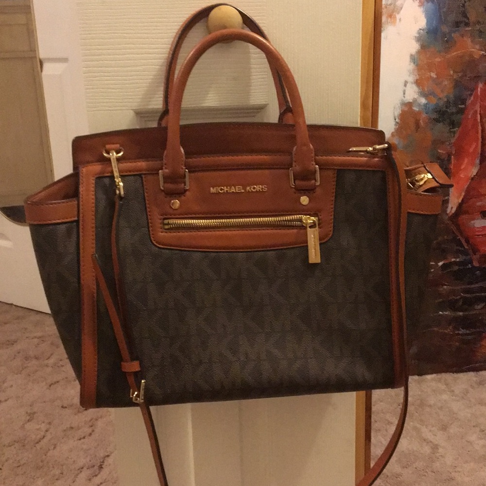 Michael Kors Selma Large Top Zip Monogram Satchel